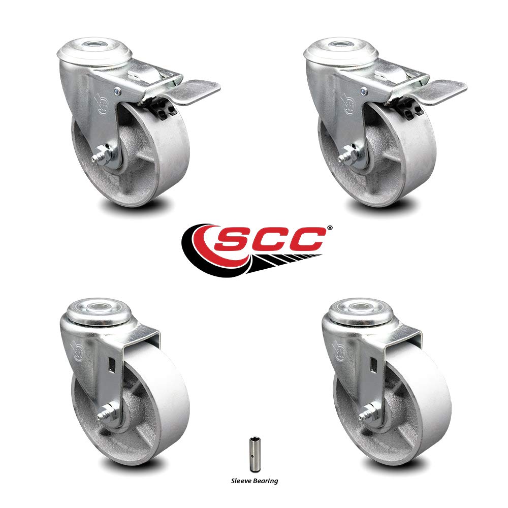Semi Steel Swivel Caster with Total Locking Brake, 300 lbs Capacity, Pack of 2 K845