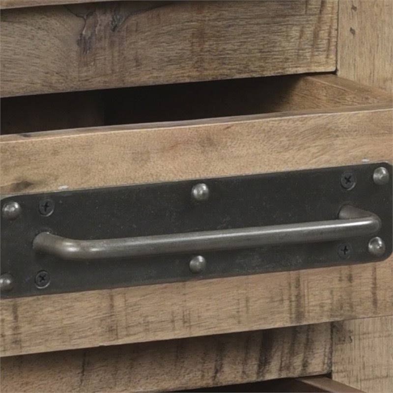 Industrial Mango Wood Cabinet with 4 Drawers in Tan U7880
