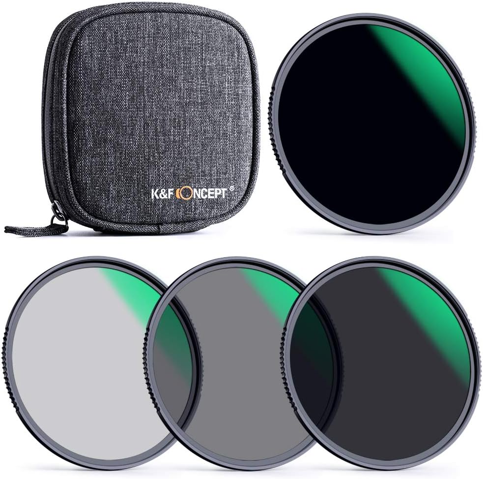 55mm Fixed ND Lens Filter Kit, Neutral Density ND4 ND8 ND64 ND1000 Filter Set with 4-Filter Pouch F827776