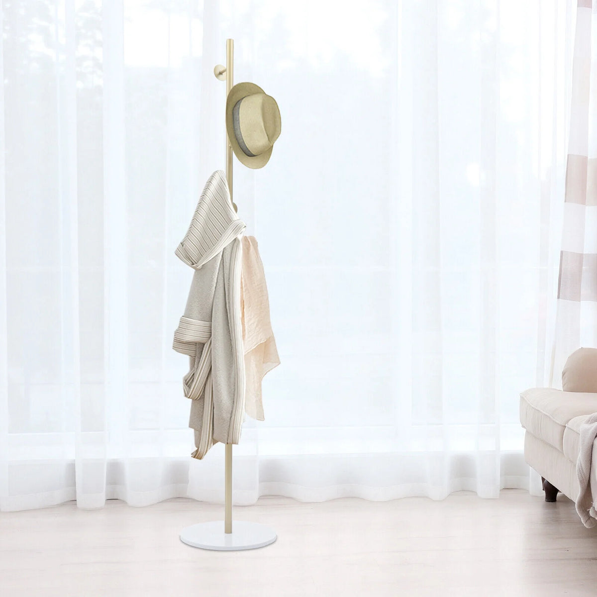 Modern Metal Coat Rack with Marble Base U154221