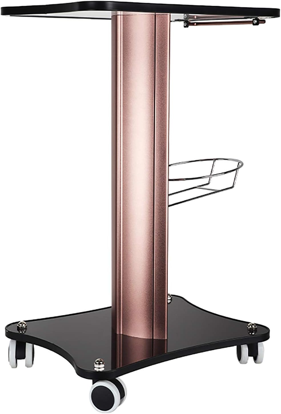 Black Aluminum Alloy Rolling Salon Cart with Stainless Steel Mesh Disk P401361