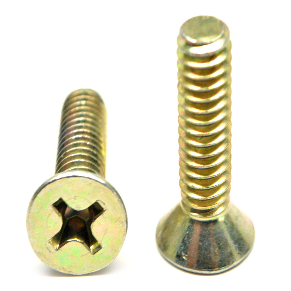 #4-40 x 1/2 Coarse Thread Machine Screw Phillips Flat Head Low Carbon Steel Yellow Zinc Plated X860