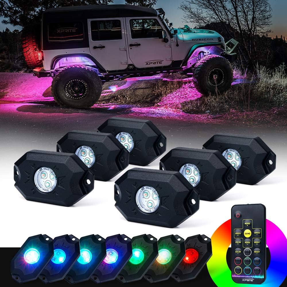 Multicolor Bluetooth LED Rock Lights Kit 6 PCS Z462327