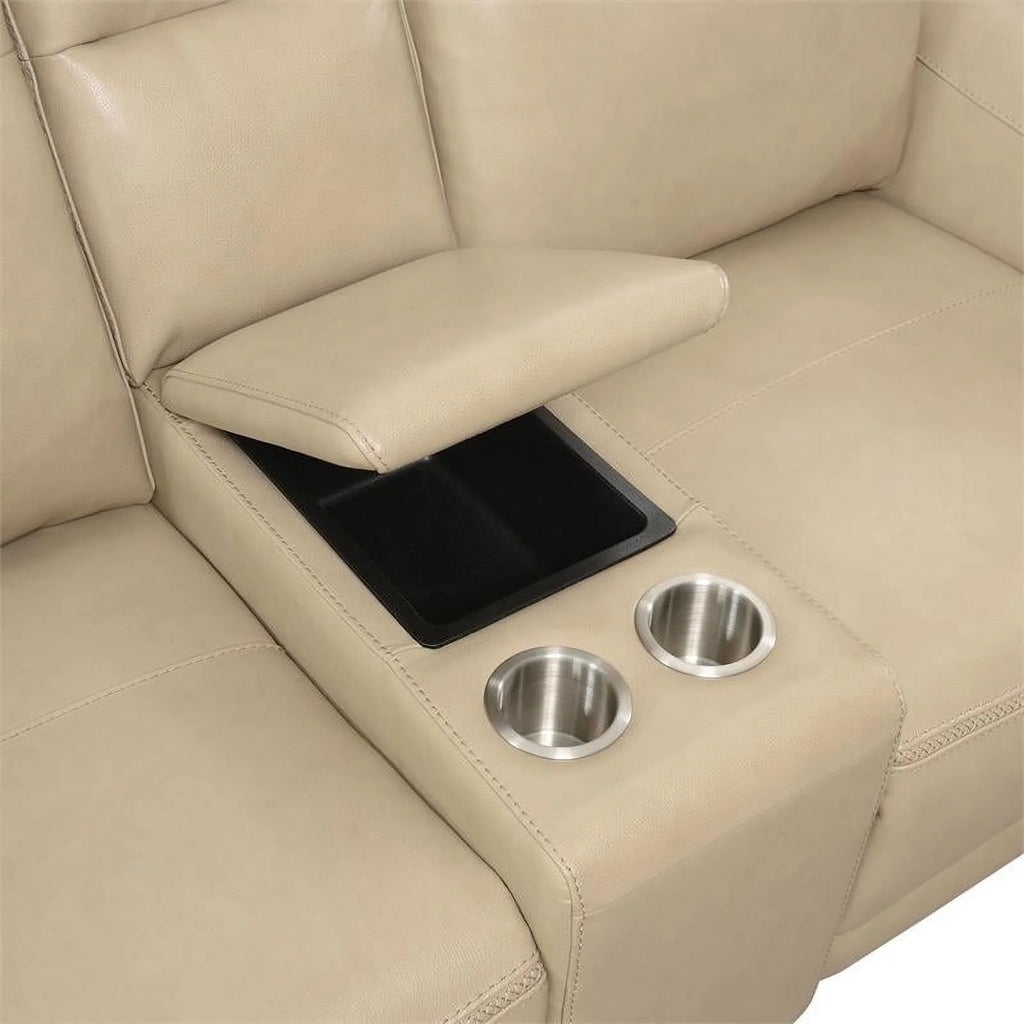 Beige Leather Power Reclining 3-Piece Set N9874