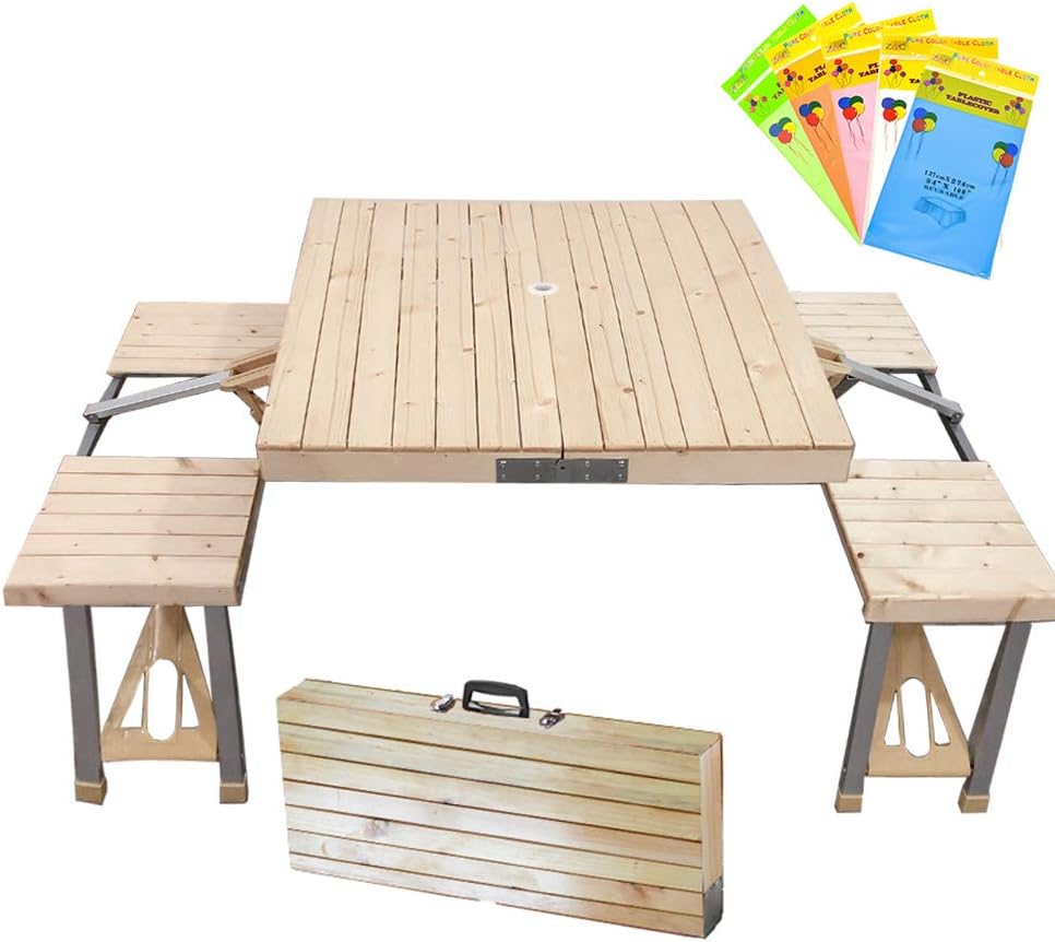 Folding Table and Chairs Set with 4 Seats Wooden O32525