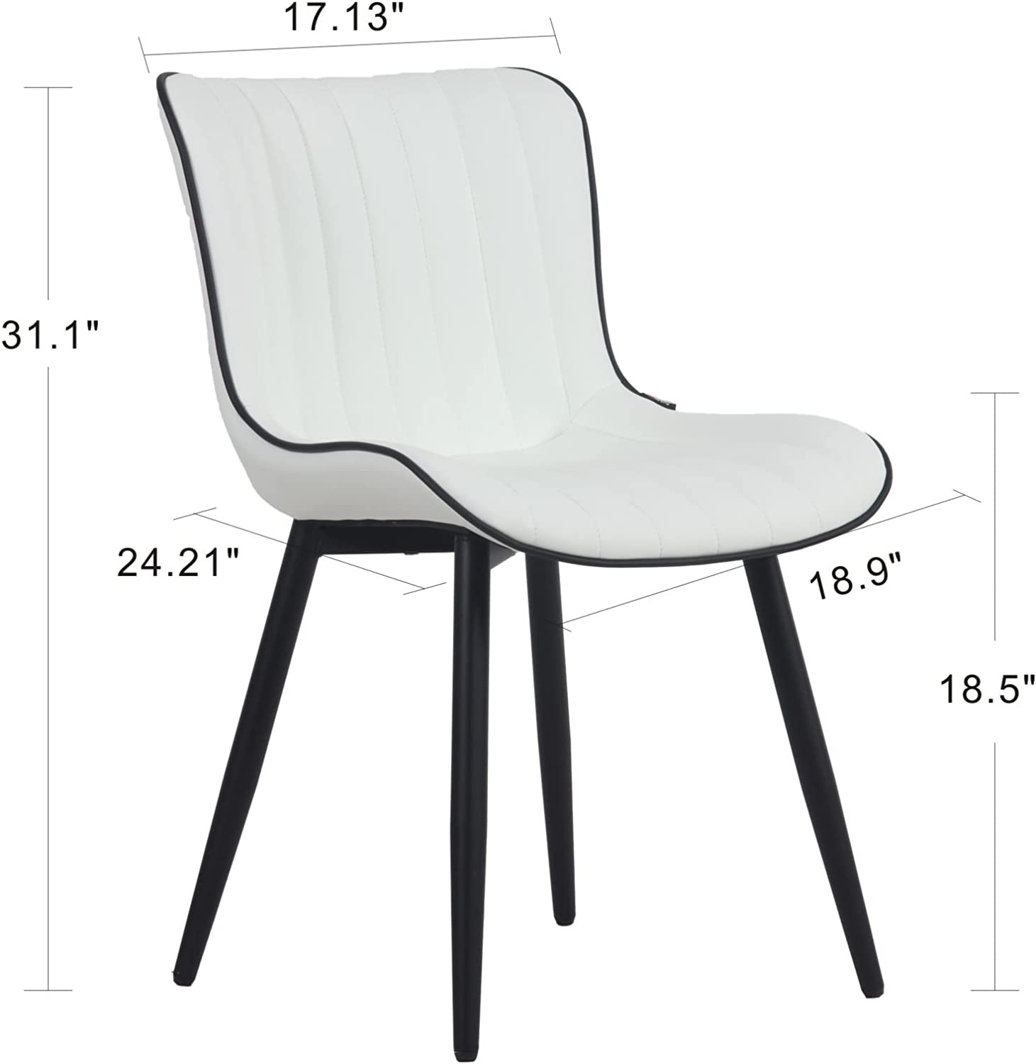 Black Faux Leather Dining Chair with Metal Legs, Set of 2 I2723