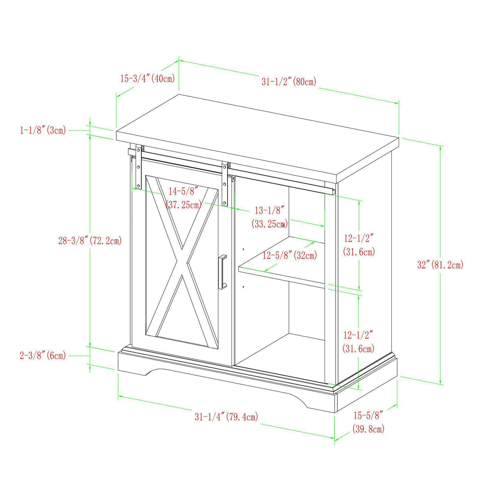 Rustic Farmhouse Accent Cabinet with Sliding Barn Door Gray Wash H242097