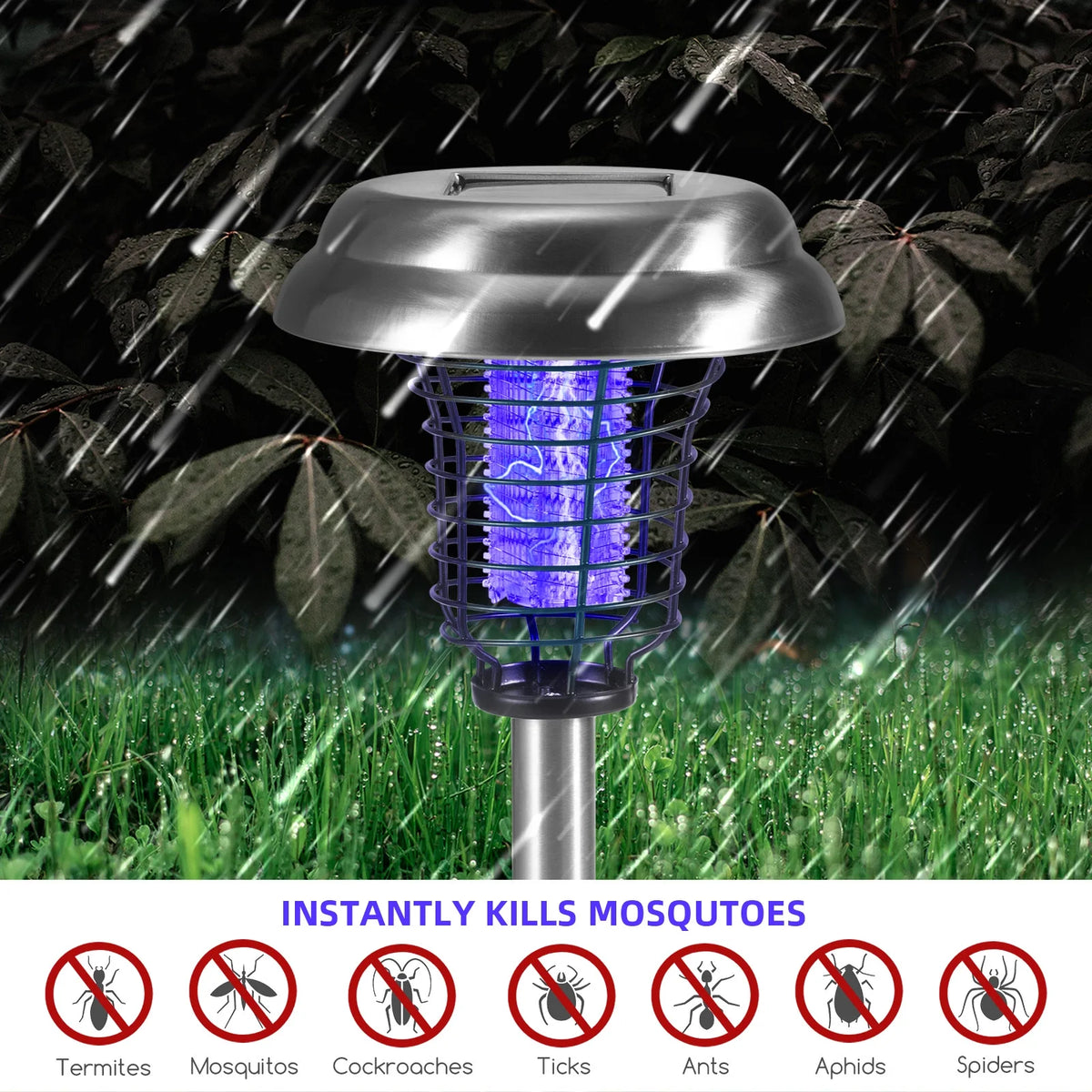 2 Pack Solar Bug Zapper Outdoor Mosquito Killer 2 in 1 Waterproof Y680450