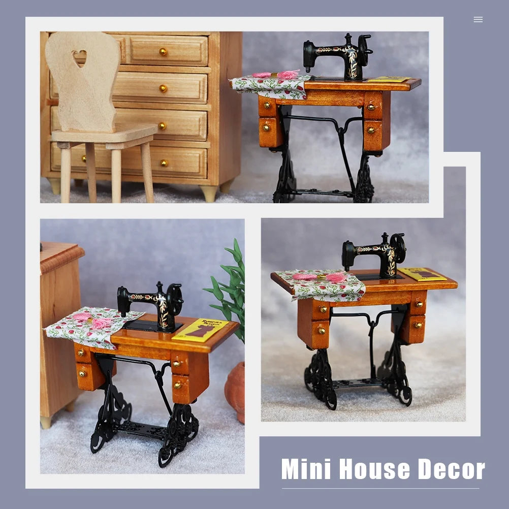 Metal Mini Dollhouse Sewing Machine Decor U439
