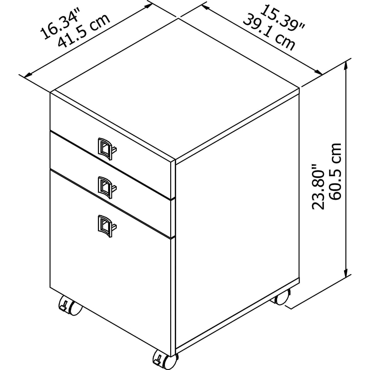 3 Drawer Mobile File Cabinet, Gray Sand K623