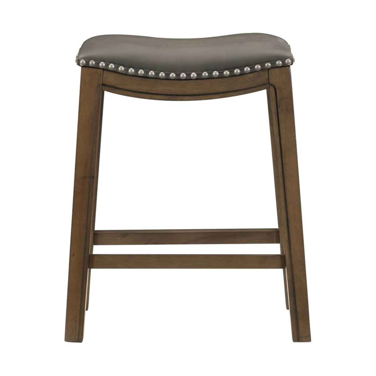 24x22 Counter Height Wooden Saddle Seat Barstool, Gray Brown (2 Pack) G4131