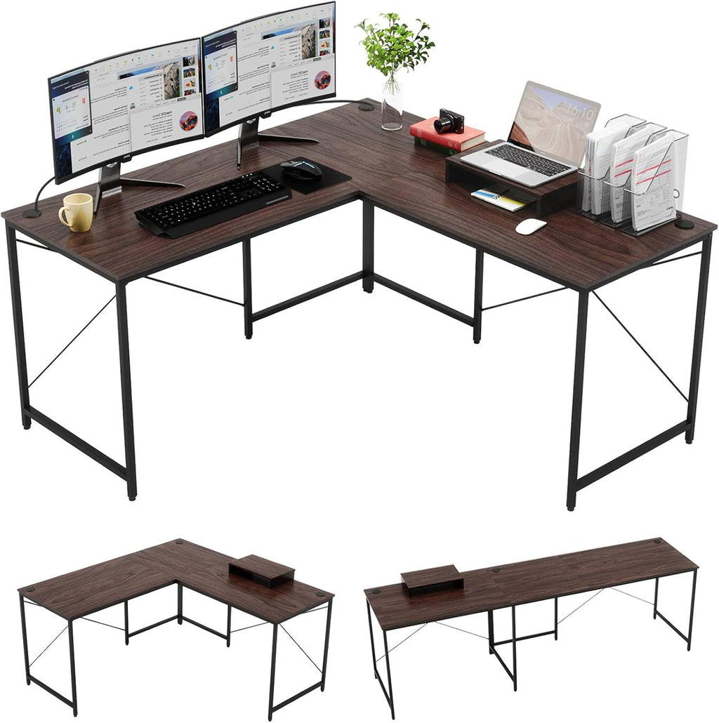 95.2 Inch Reversible Corner Computer Desk with Monitor Stand O8399