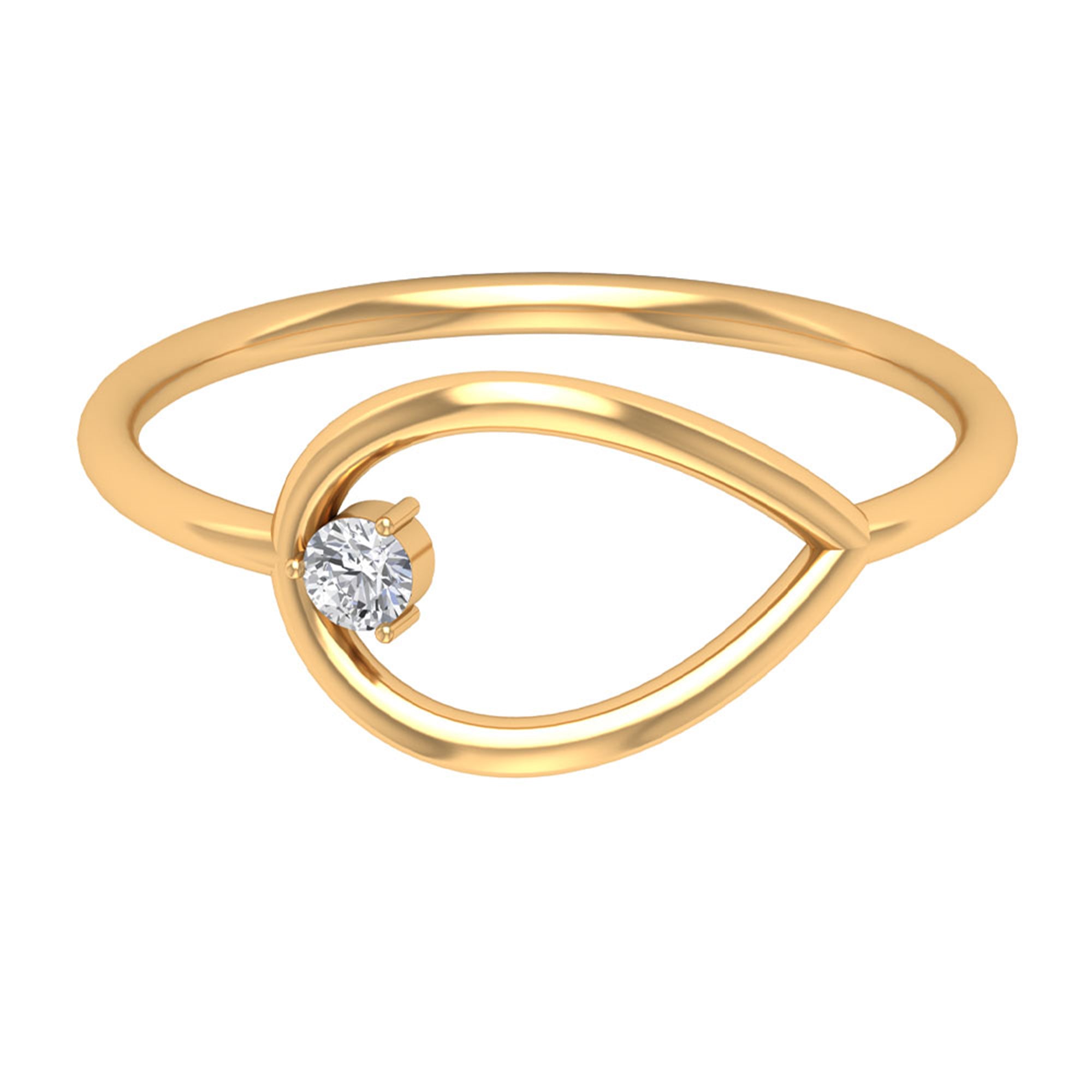 18K Yellow Gold Open Teardrop Ring J799341