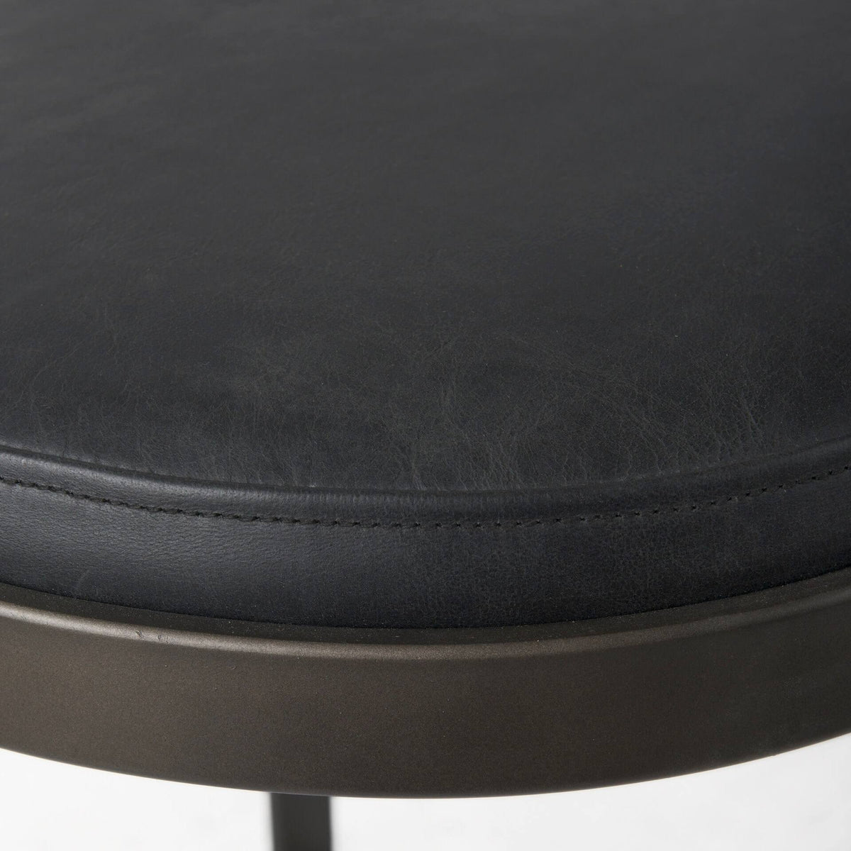 Dark Brown Leather Counter Stool with Metal Frame V658
