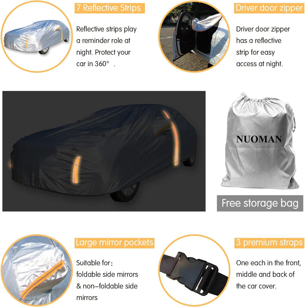6 Layers Waterproof Cotton Car Cover with Zipper A287461