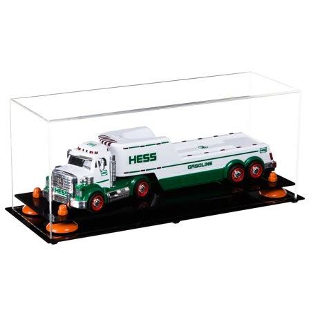 Clear Acrylic Display Case with Orange Risers 17 inch x 6 inch x 7 inch B916
