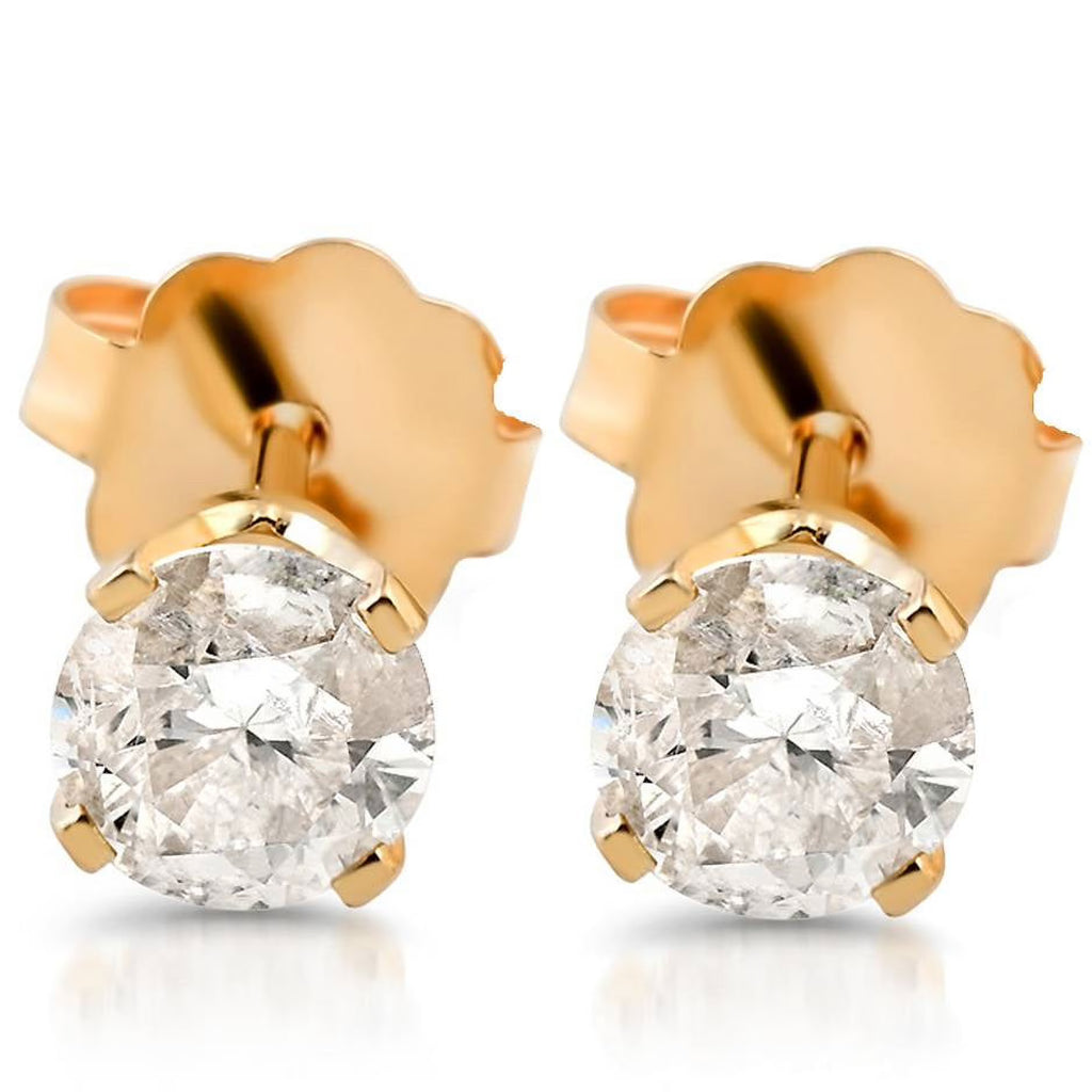 1/4ct Round Cut Diamond Studs Earrings 14K Gold L3899