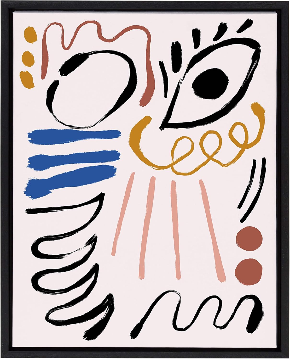 Abstract Face 3 Framed Canvas Wall Art, 23x33 Black C753