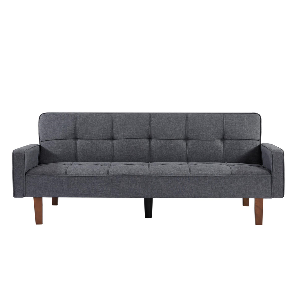 Grey Linen Convertible Sleeper Sofa with Removable Armrests W53765