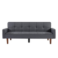 Grey Linen Convertible Sleeper Sofa with Removable Armrests W53765