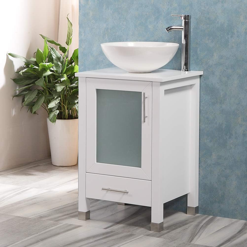 Black Bathroom Vanity with Sink and Stainless Steel Faucet J1481
