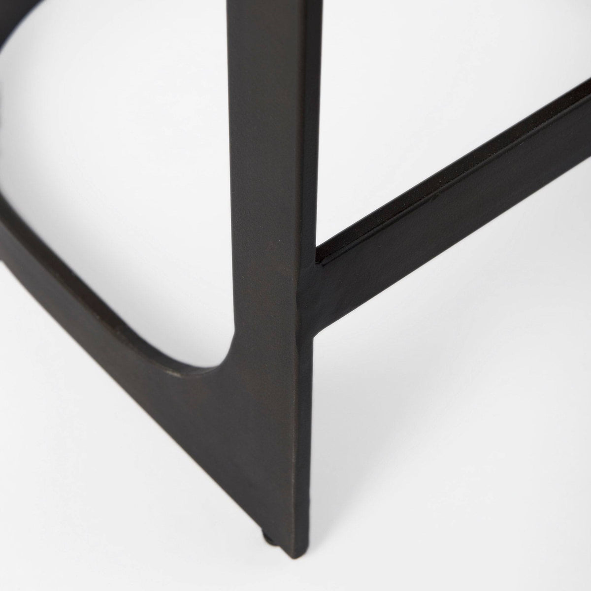 Dark Brown Leather Counter Stool with Metal Frame V658