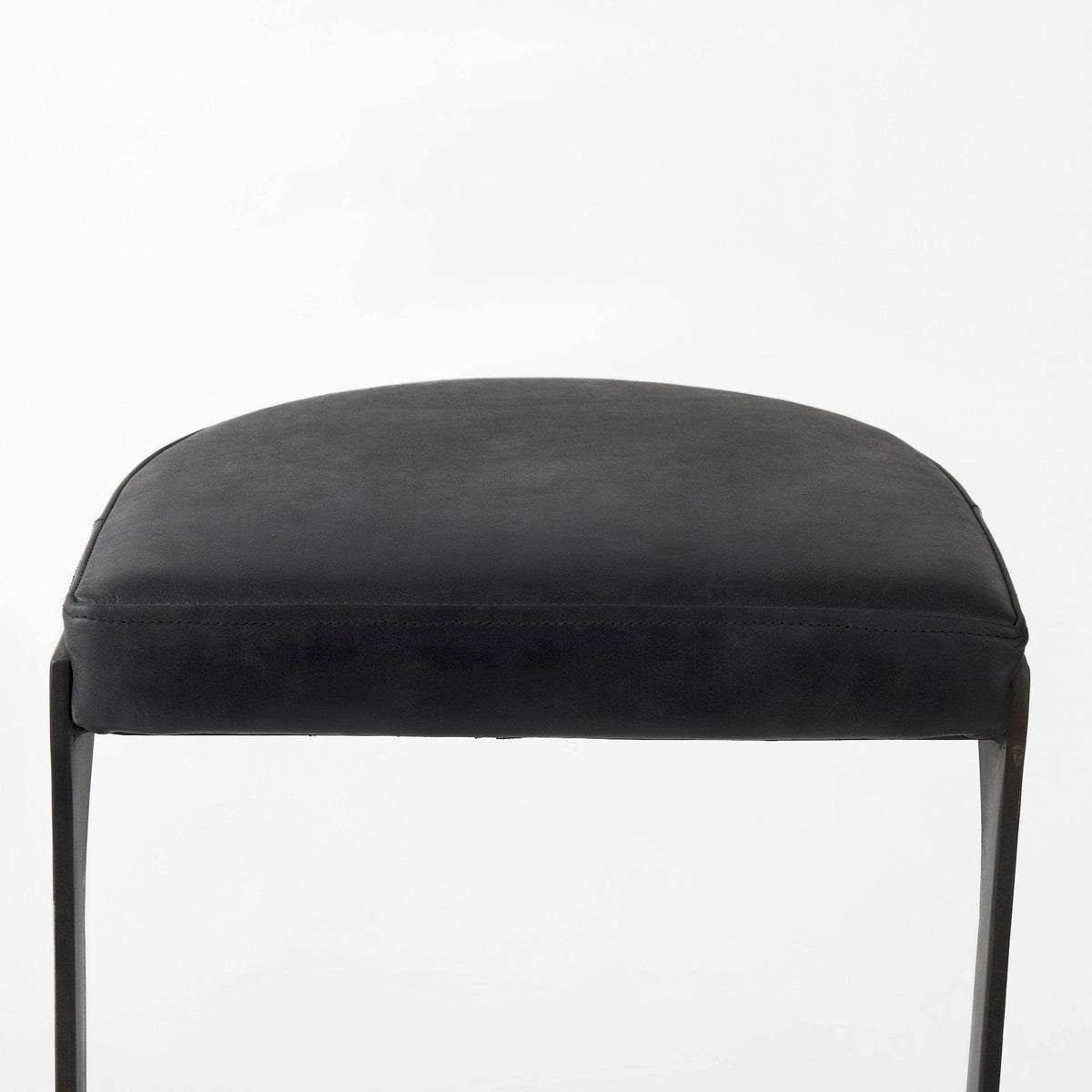 Dark Brown Leather Counter Stool with Metal Frame V658