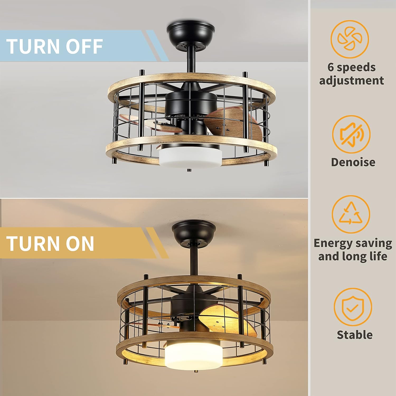 20'' Bladeless Ceiling Fan with Lights Remote Control X413745