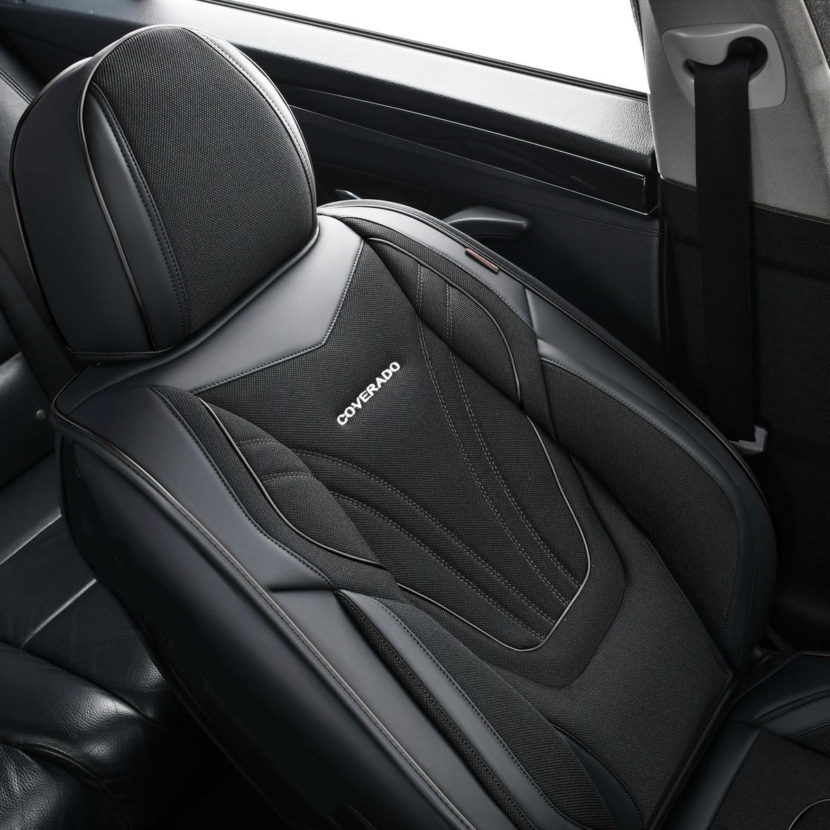 Black 5 Seats Breathable Car Seat Covers Full Set U54796