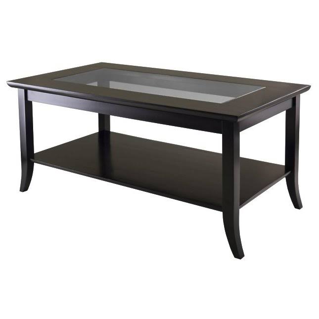 Rectangular Coffee Table with Glass Top and Shelf J366
