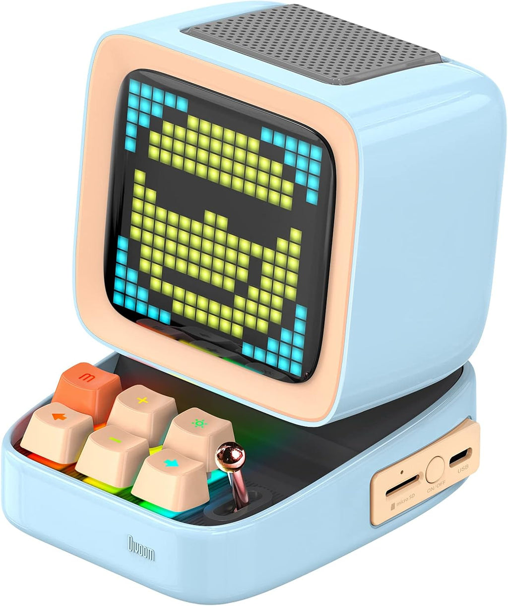 Blue Retro Pixel Art Bluetooth Speaker with 16X16 LED Screen W7716