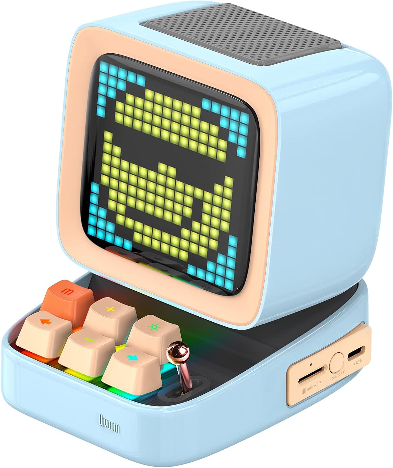 Blue Retro Pixel Art Bluetooth Speaker with 16X16 LED Screen W7716