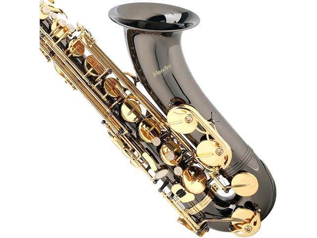Black Nickel Plated and Gold Keys B Flat Tenor Saxophone with Case, Mouthpiece, 10 Reeds Y6743
