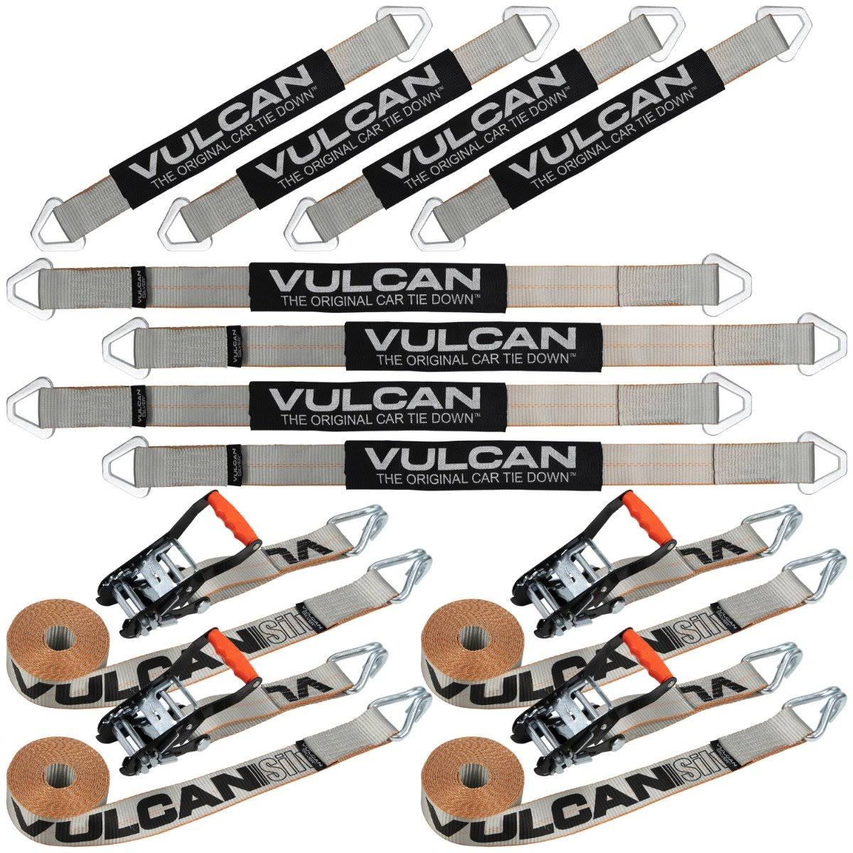 Complete Axle Strap Tie Down Kit with Wire Hook Ratchet Straps, Includes (4) 22x22 Axle Straps, (4) 36x2 Q411
