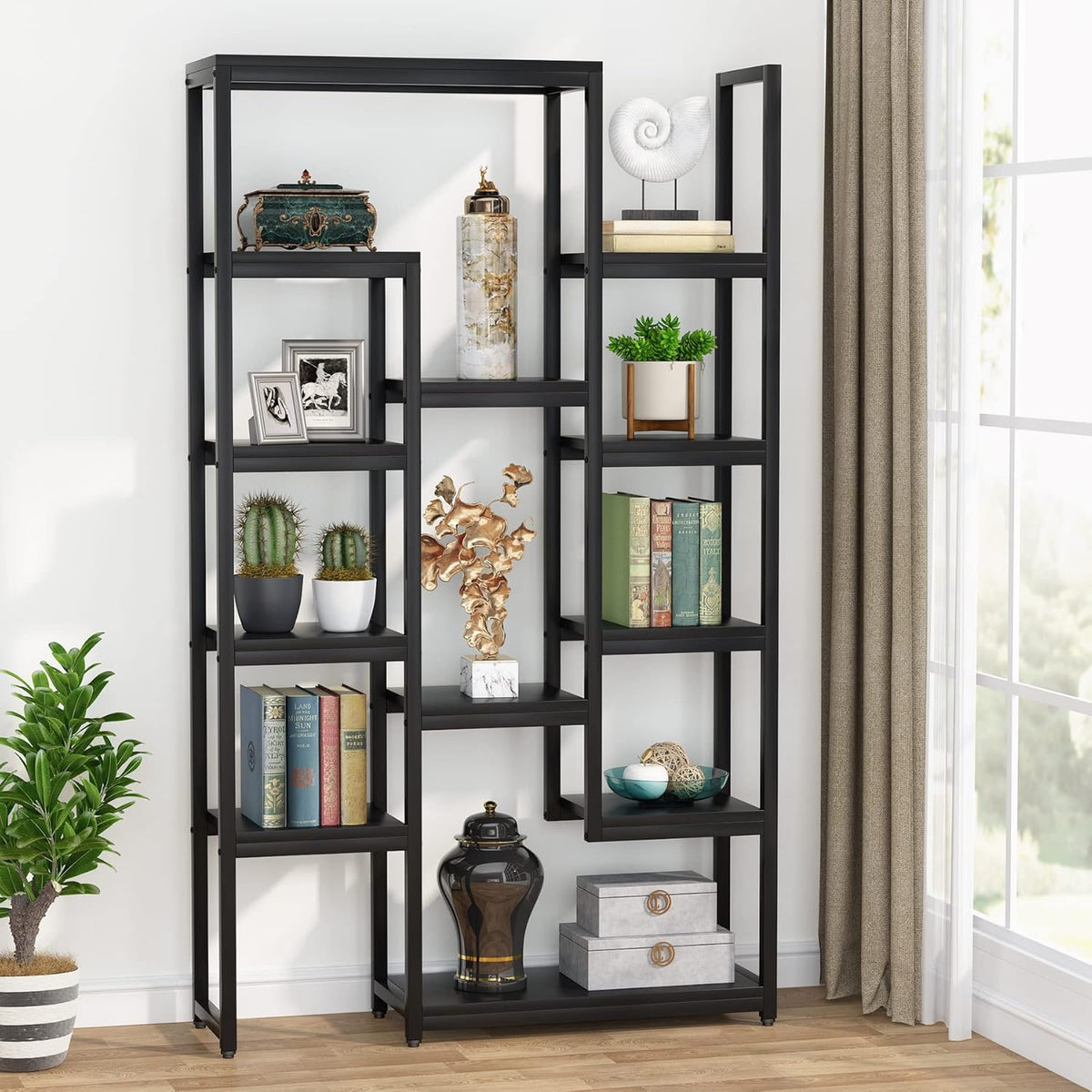 6-Tier 70.9 inch Tall Bookcase, 12-Shelf Display Shelves, White R409373