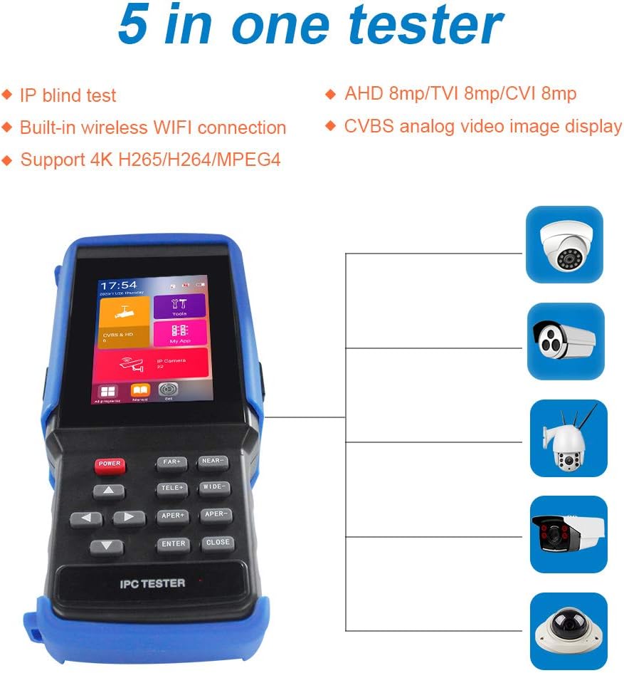 4 Inch Touch Screen IP Camera Tester with WiFi and PoE Power Output Z1116