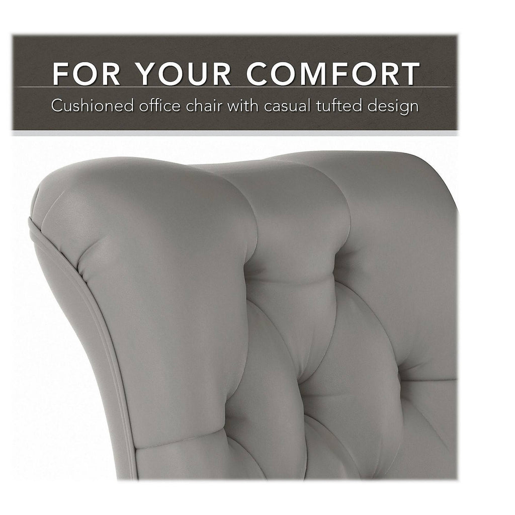 60W L Shaped Desk with Mid Back Tufted Office Chair, Gray V74714