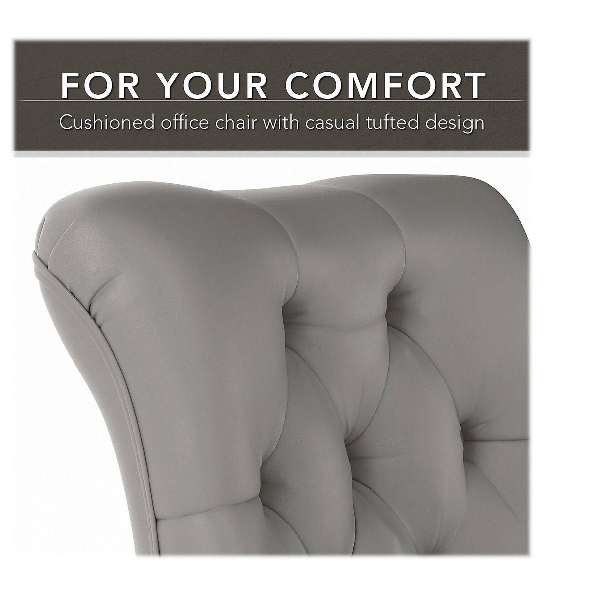 60W L Shaped Desk with Mid Back Tufted Office Chair, Gray V74714