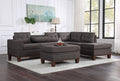 Dark Gray Fabric Reversible Sectional Sofa with Storage Ottoman N543223