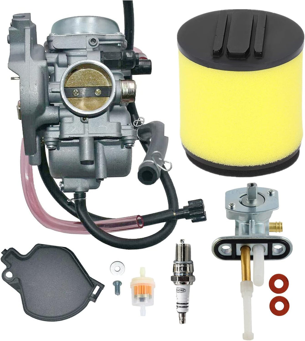 Carburetor & Air Filter & Fuel Valve Petcock With Spark Plug Pack of 2 K779