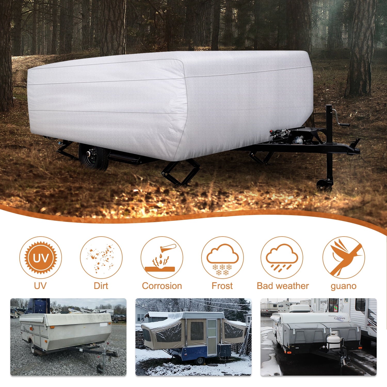 Silver Pop Up Camper Cover with Storage Bag Fits 16'-18' R4449