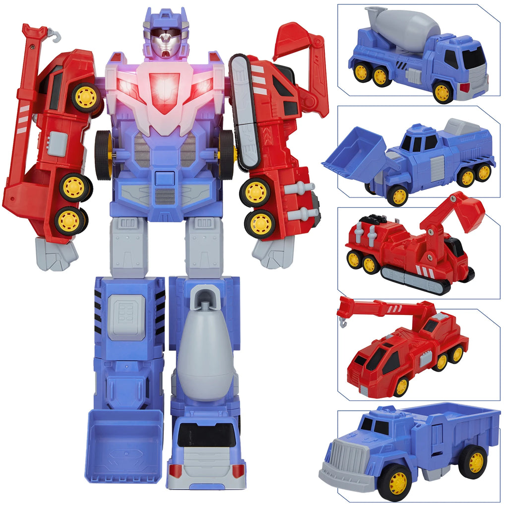 5-in-1 Construction Vehicles Transform Robot Kids Toys O623