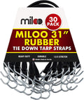 30 Pack Rubber Tarp Straps 31 Long EPDM with Crimped Hooks Bungee Cords O54804