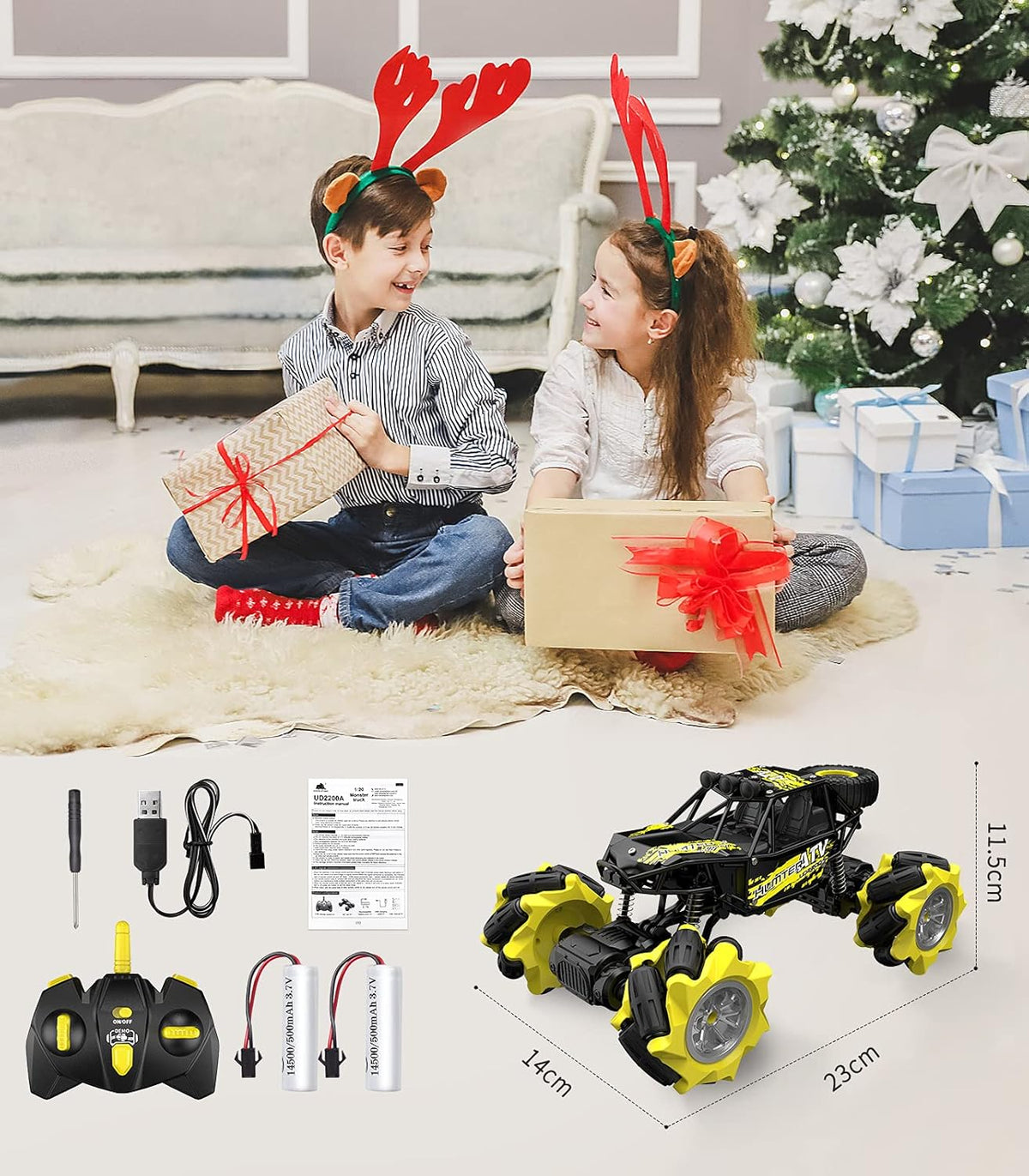 1:16 Metal Drift RC Car 4WD 2.4Ghz Monster Truck with Two Rechargeable Batteries M213