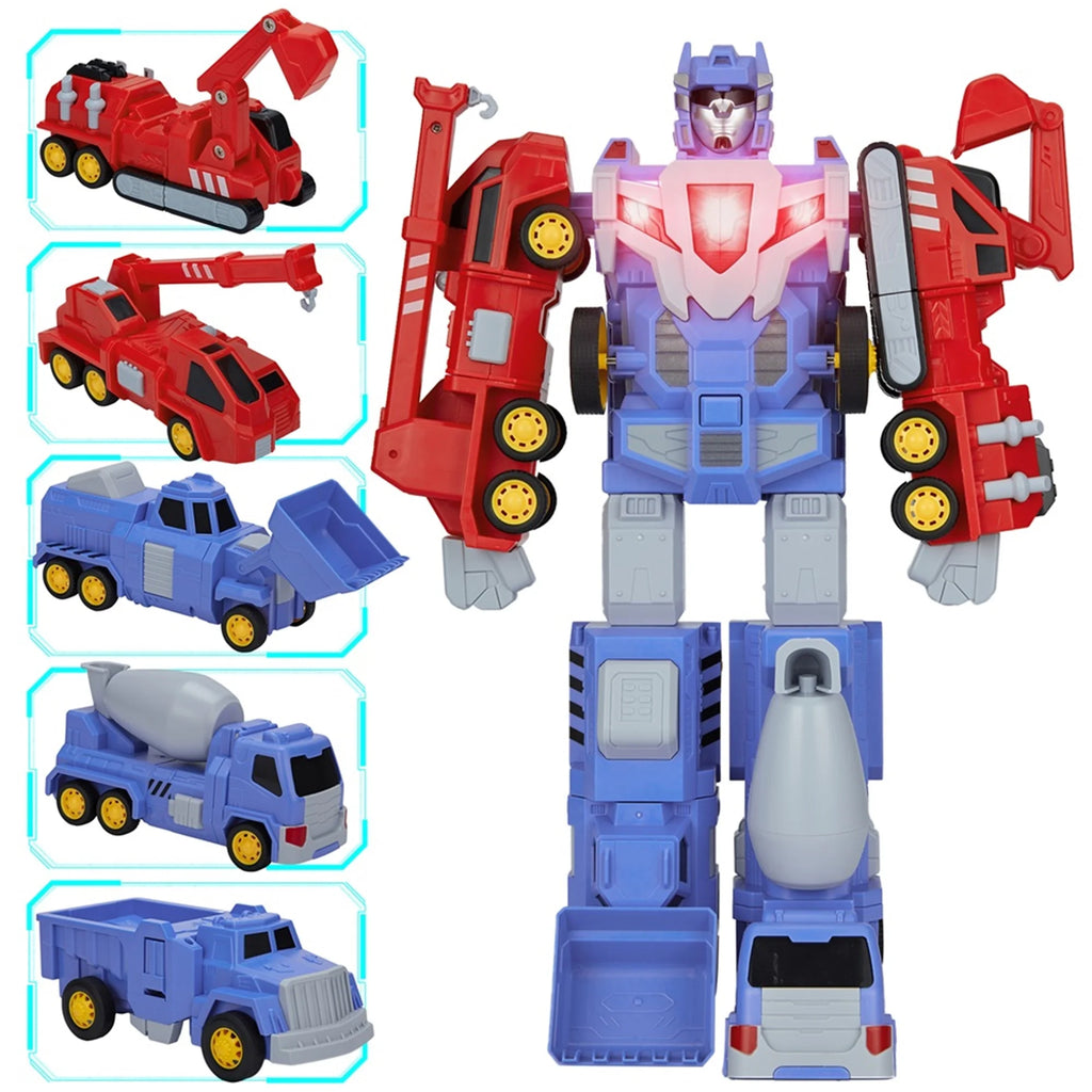 5-in-1 Construction Vehicles Transform Robot Kids Toys O623