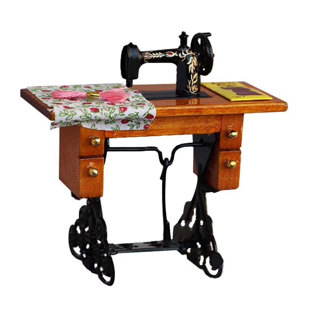 Metal Mini Dollhouse Sewing Machine Decor U439