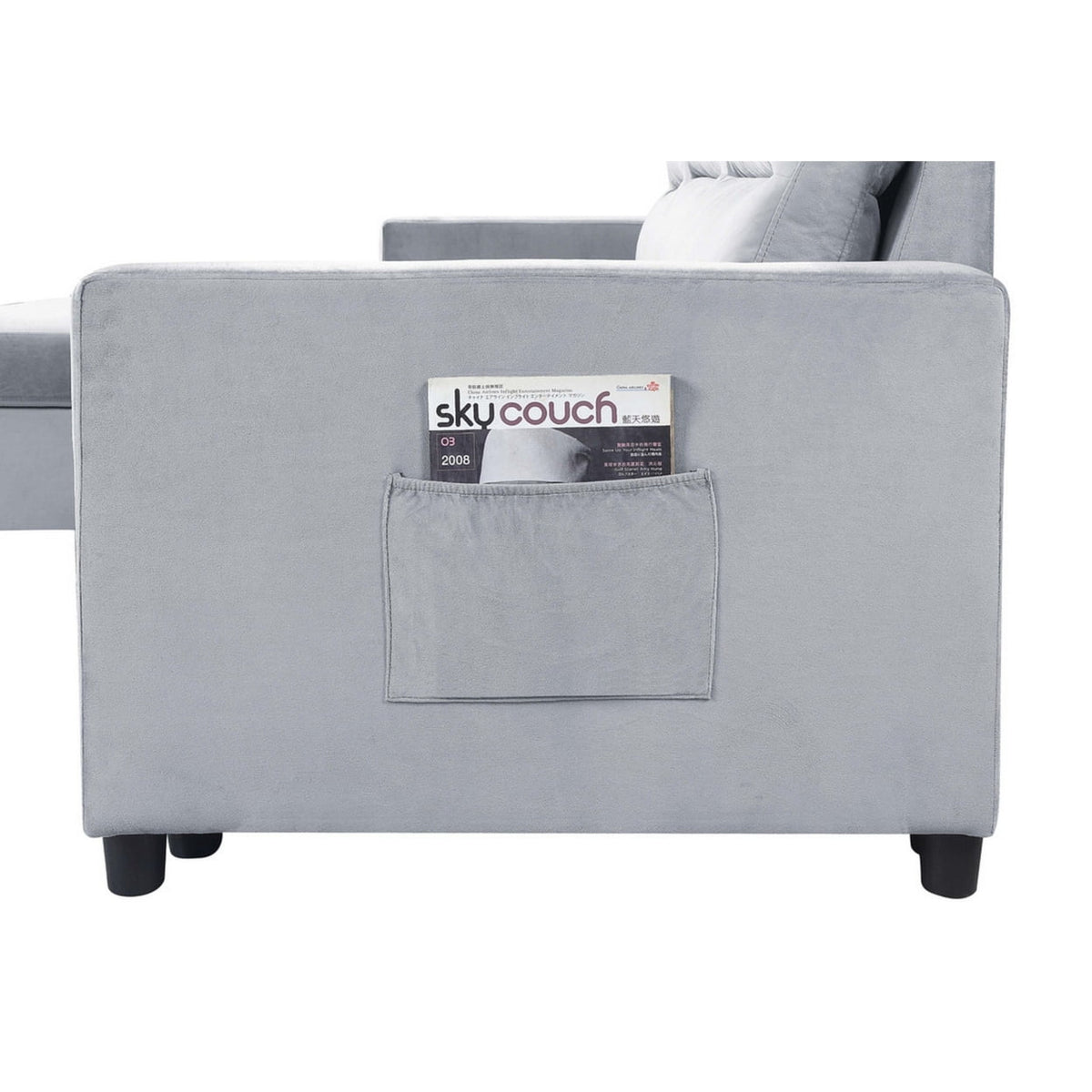 Gray Reversible Sleeper Sofa with Chaise W8930