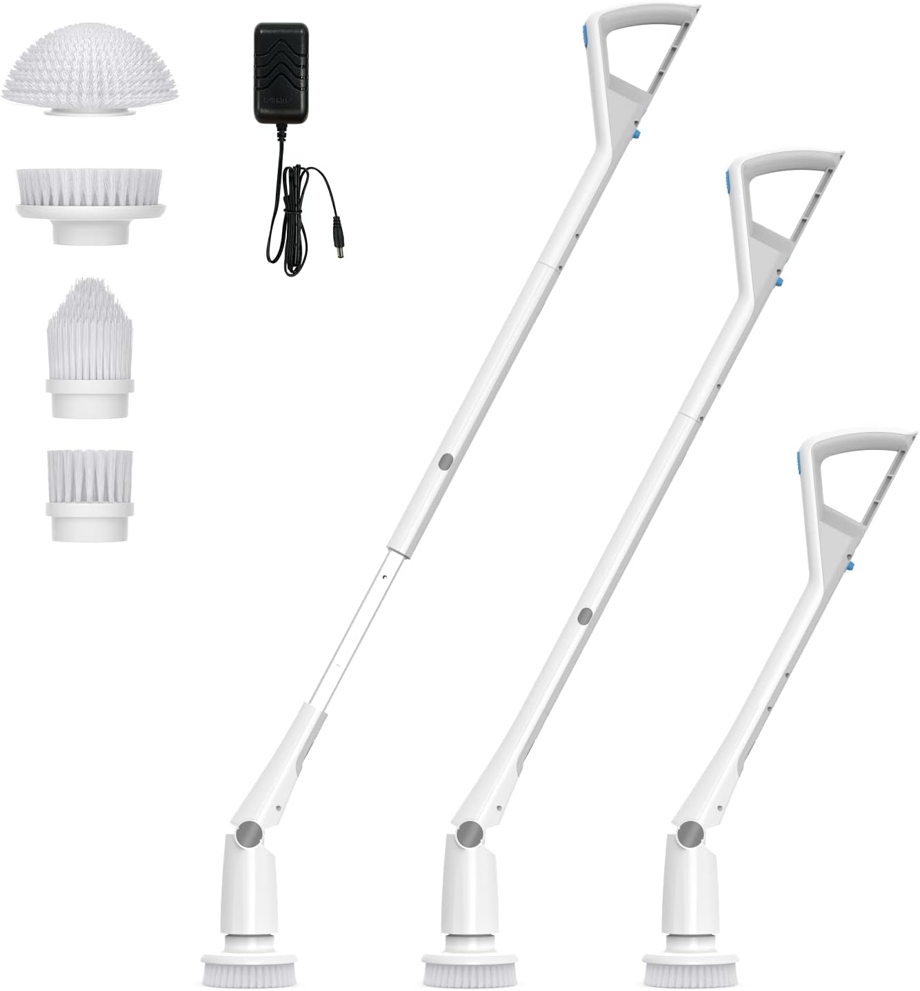 Electric Spin Scrubber with 4 Replaceable Cleaning Brush Head, Adjustable Extension Handle, Pack of 2 W746
