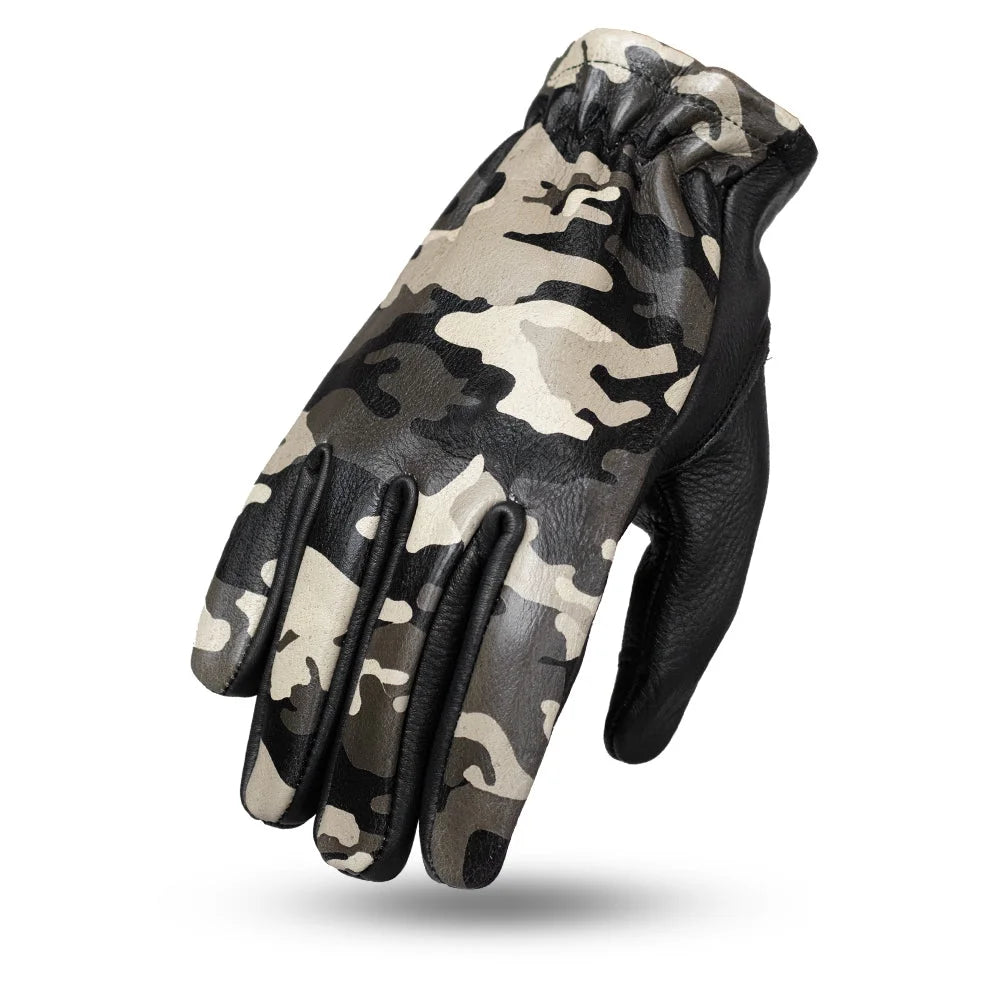 Black Leather Motorcycle Gloves V298
