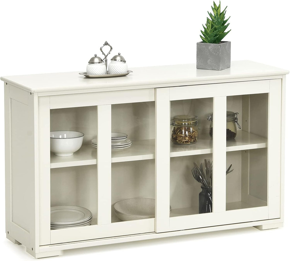 Espresso Wooden Sideboard with Sliding Door J340249